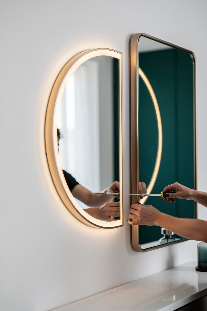 شركة المتخصص لأعمال الزجاج والمرايا - مرايا ديكورية مضيئة LED بتصاميم حديثة في الرياض